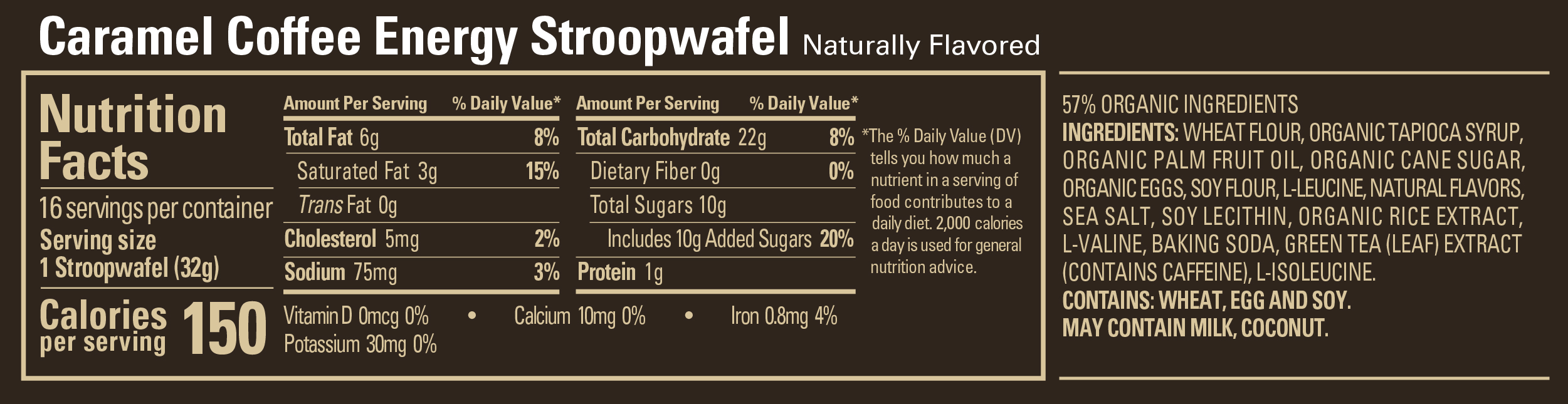tabla nutricional Stroopwafel Caramel Coffee GU energy