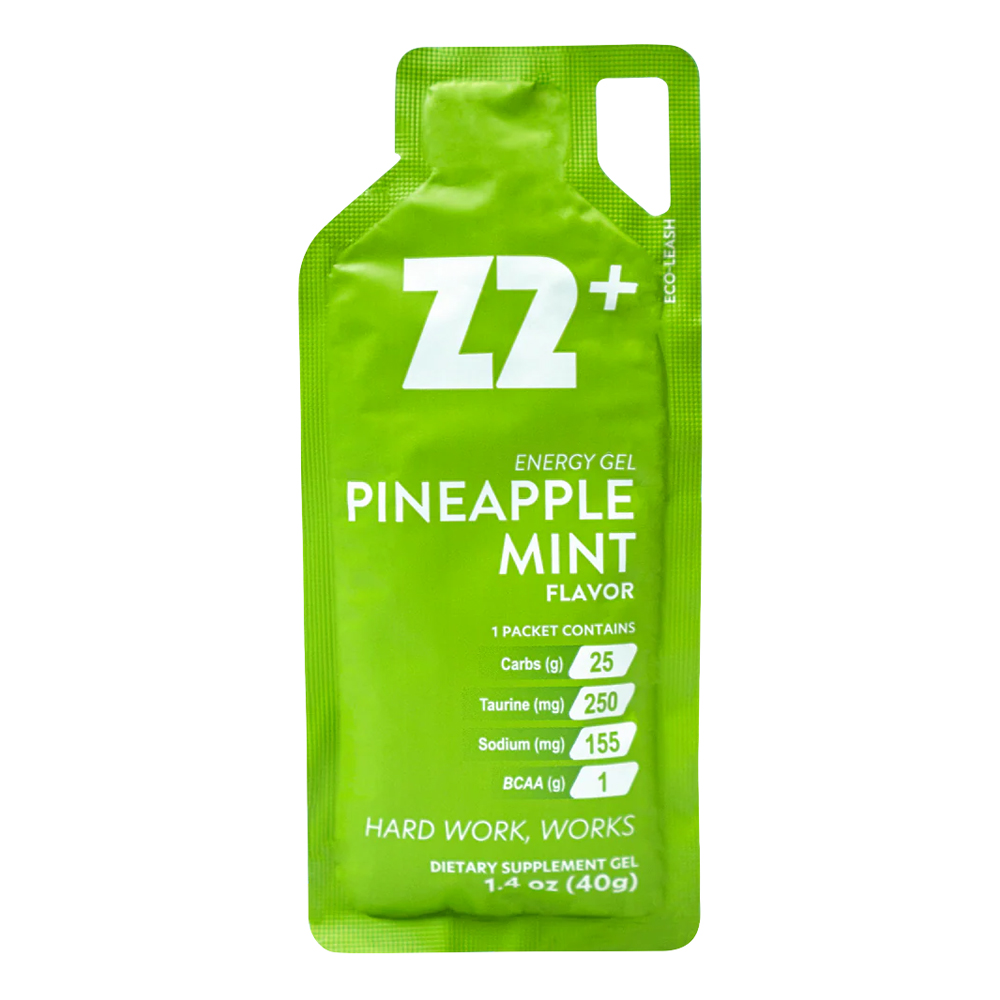 Gel energético Z2 Pineapple Mint con electrolitos y carbohidratos para deportes de resistencia.