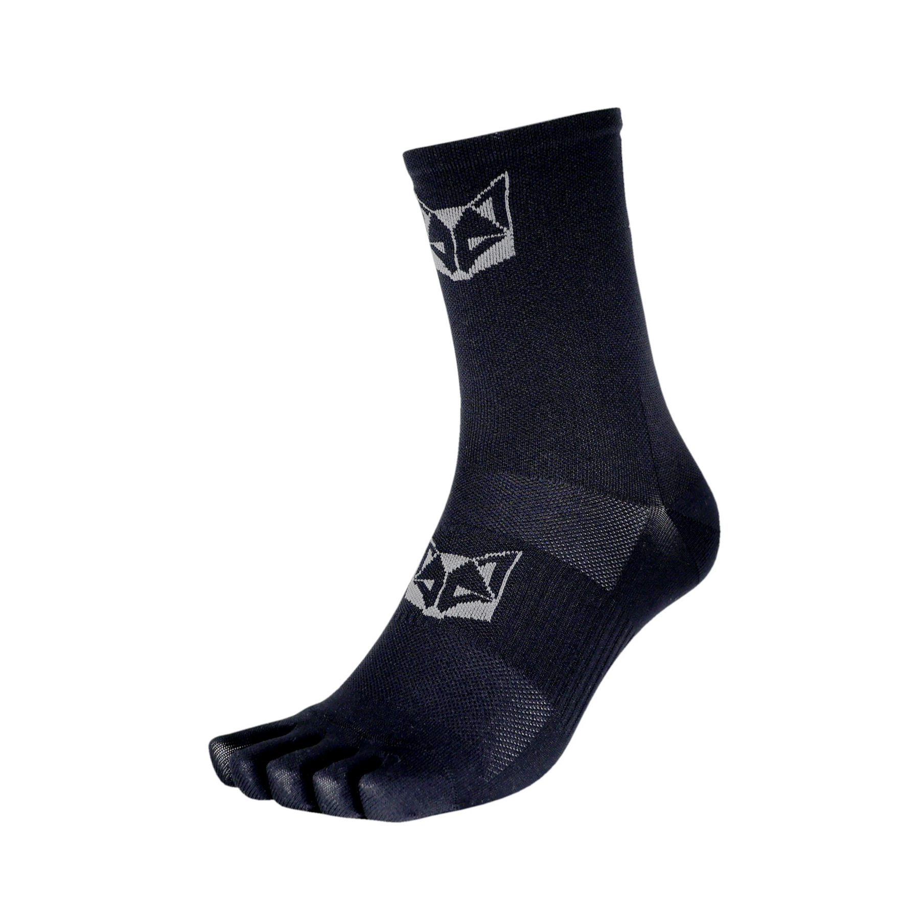 Calcetines Otso con dedos Full Black para running, ligeros y antiampollas