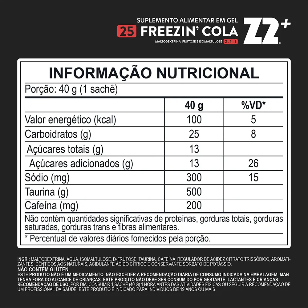 Gel Z2+ Freezin’ Cola con cafeína, taurina y sodio para deportes de resistencia