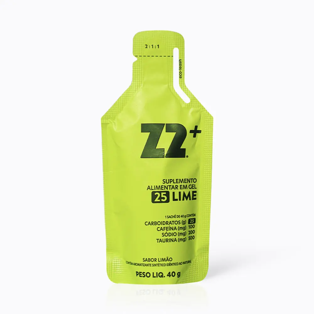 Energy Gel Z2+ Lime con 100 mg de cafeína y sabor cítrico a limón