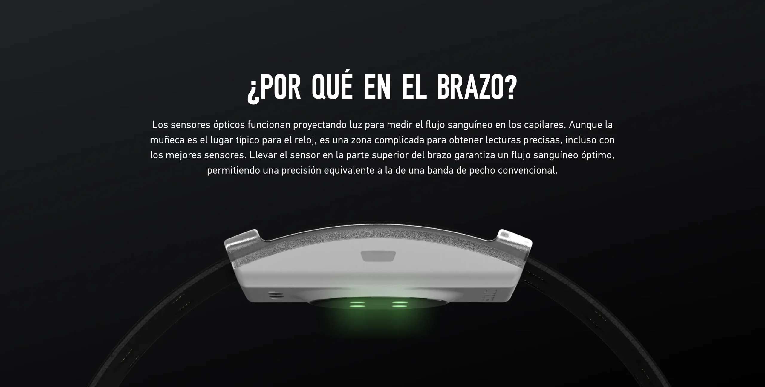 Detalle del sensor óptico de frecuencia cardíaca COROS Edición Jakob Ingebrigtsen