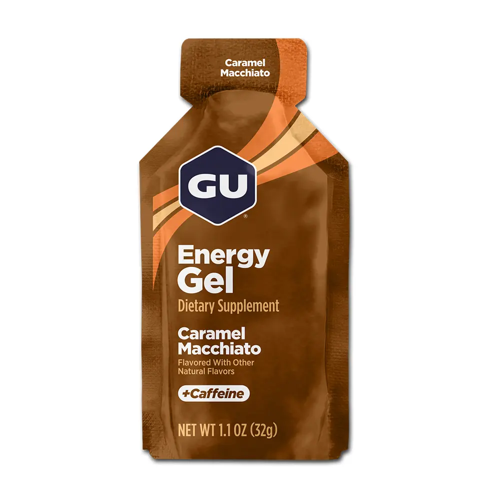 Gel energético GU Energy sabor Caramel Macchiato con cafeína en formato de 32 g